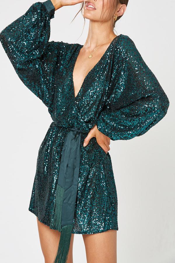 Winona Broadway Mini Dress Emerald - Get Dressed Hire