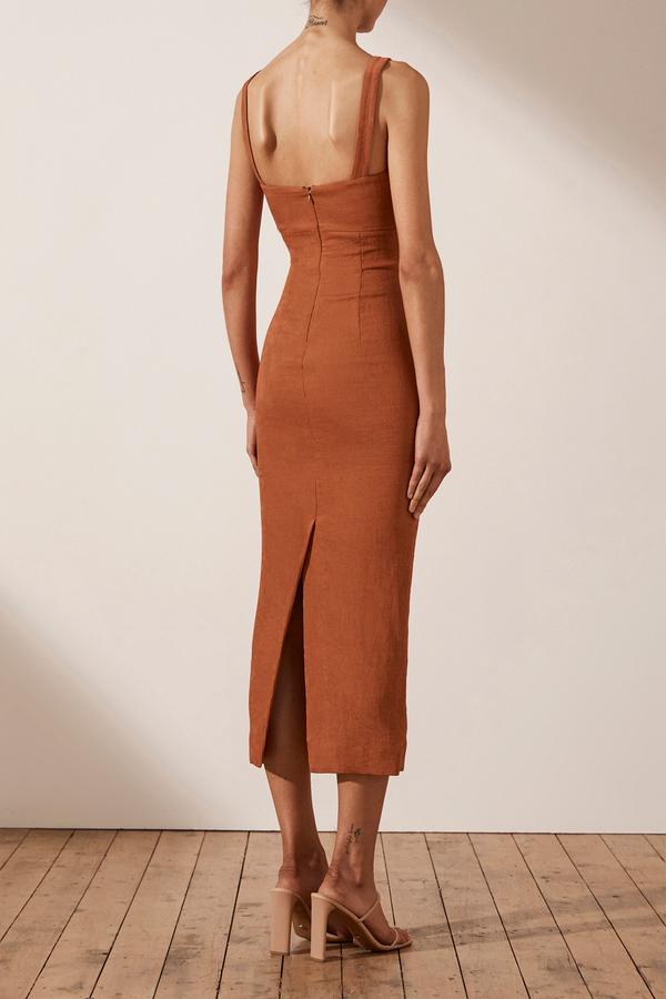 Shona Joy - Simone Fitted Cut Out dress - Clay | All The Dresses