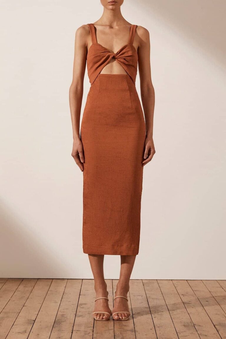 Shona Joy - Simone Fitted Cut Out dress - Clay | All The Dresses