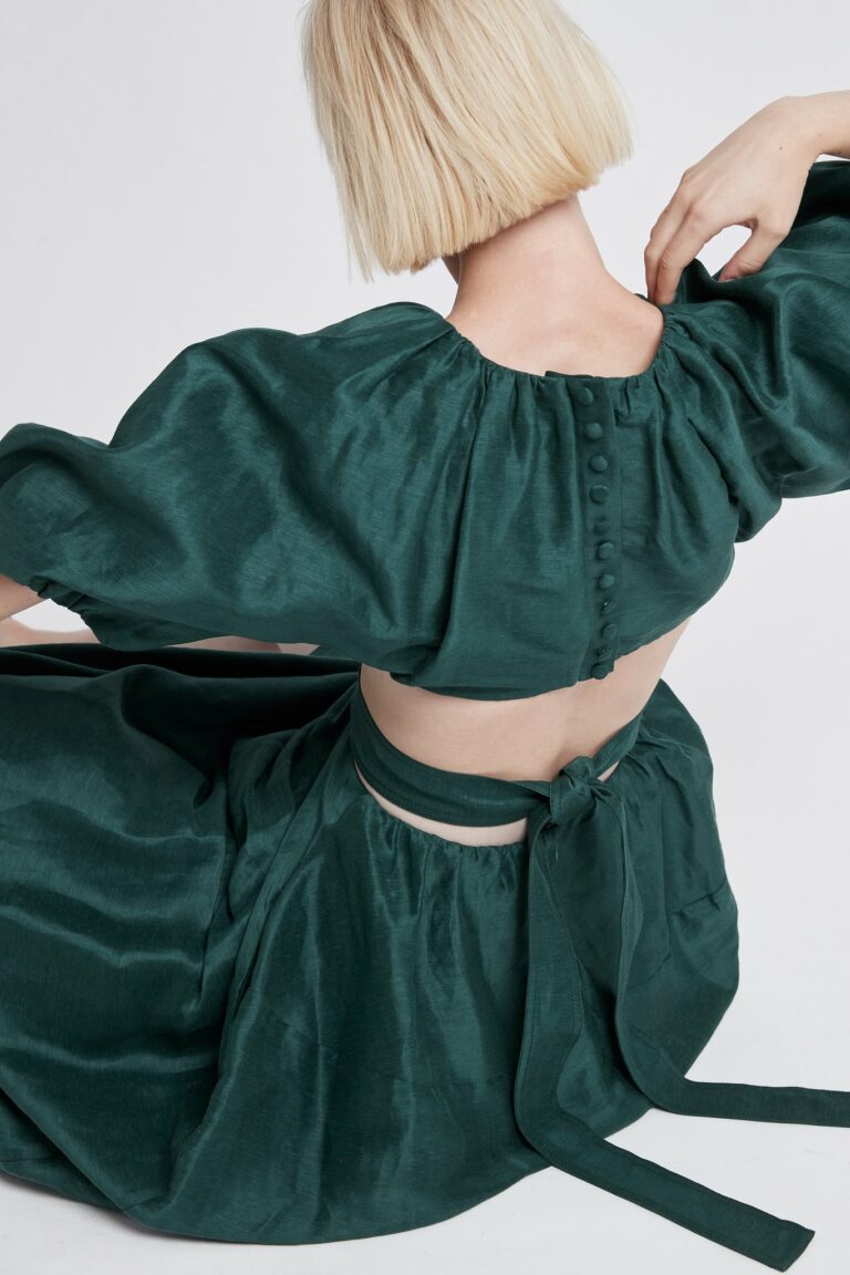 green emerald velvet dress Alma Midi Dress-GREEN SAPPHIRE / 4 main image 0