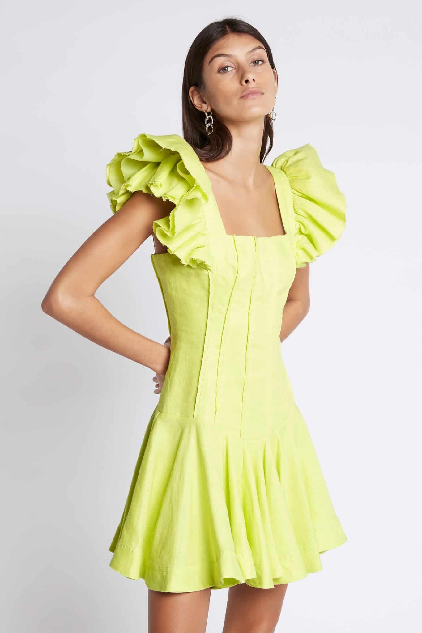 Aje Breathless Frill Sleeve Mini Dress Get Dressed Hire