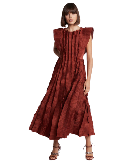 Aje - Hybrid Midi Dress - Burgundy | All The Dresses