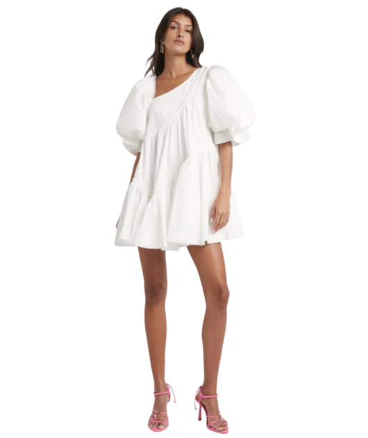 Aje Casabianca Braided Asymmetric Puff Sleeve Mini Dress - Get Dressed Hire