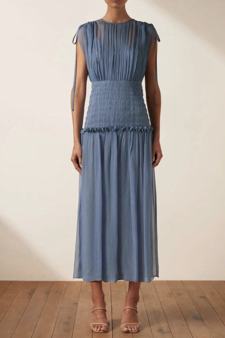shona joy ruched midi dress Luxe Twist Front Shona Joy Mocha LUXE TWIST FRONT BALLOON SLEEVE MIDI DRESS MOCHA Parallel