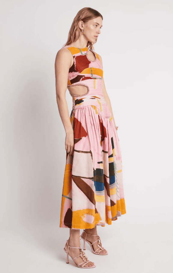Aje - Jolie Abstract Cut Out Midi Dress | All The Dresses