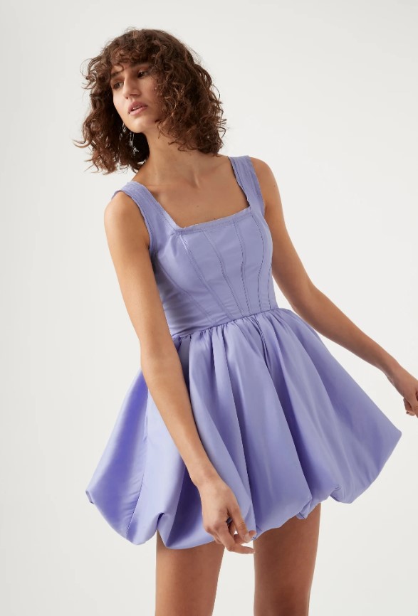 Aje - Suzette Bubble Mini Dress - Lavender | All The Dresses