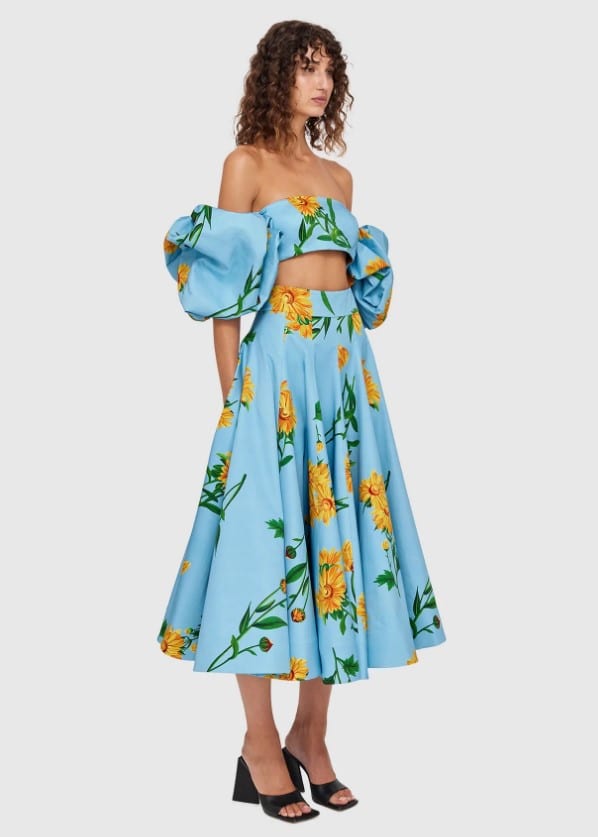 Leo Lin - Marguerite Bleu Puff Top & Maxi Skirt | All The Dresses