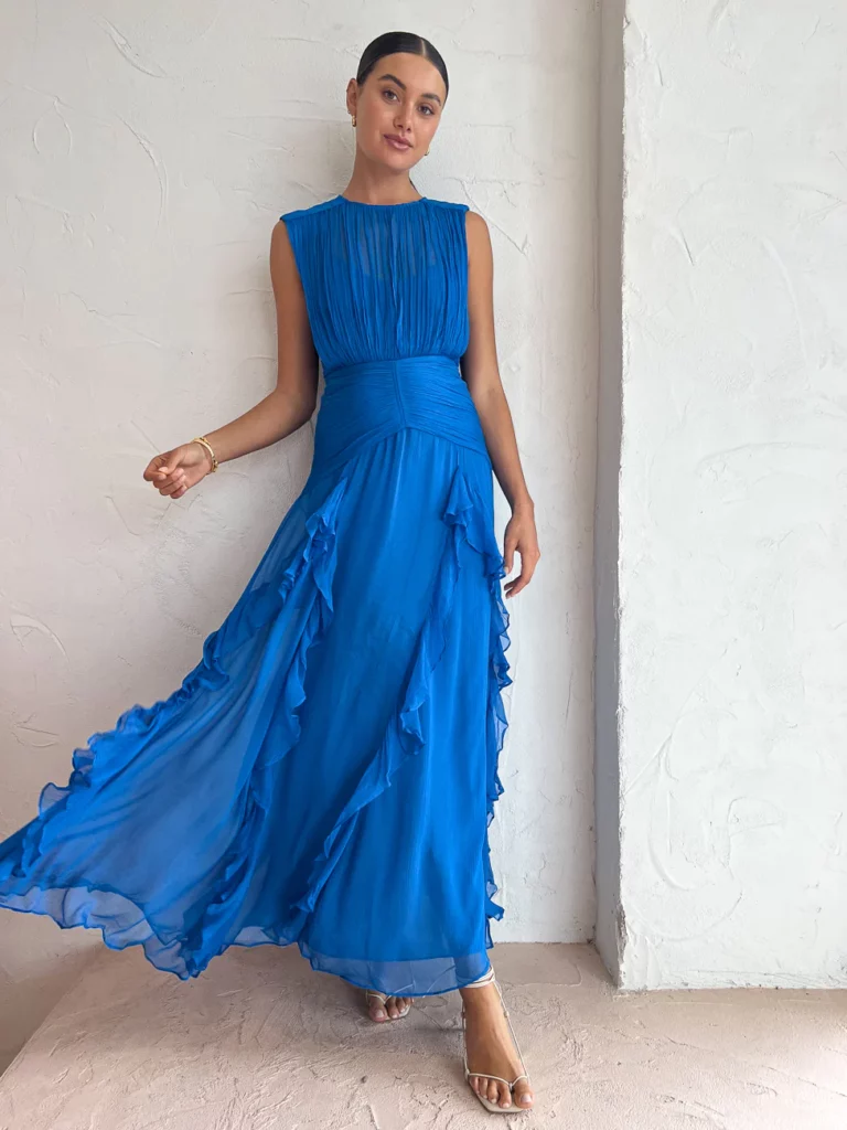 leilani blue maxi dress Leilani Satin Maxi Dress - Royal