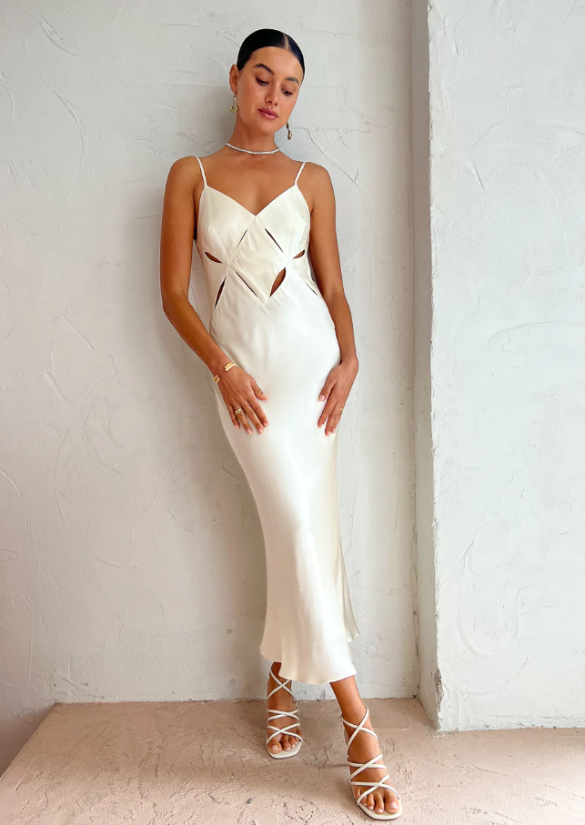 Shona Joy - Milo Milo Cut Out Split Midi Dress Coconut