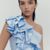 Aje Adelia Ruffle Midi Dress - Sky Blue - Image 4