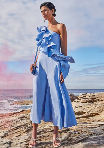 Aje Adelia Ruffle Midi Dress - Sky Blue - Get Dressed Hire
