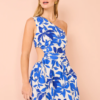Shona Joy Bleue Asymmetrical Cut Out Maxi Dress In Ivory/Aqua - Image 4