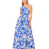 Shona Joy Bleue Asymmetrical Cut Out Maxi Dress In Ivory/Aqua